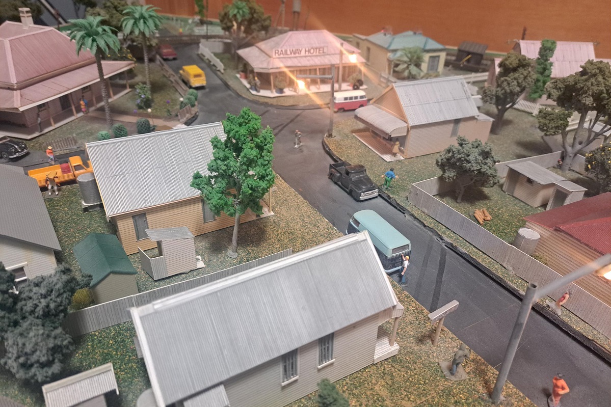 Des's model train set includes Merrigum's Railway Hotel.